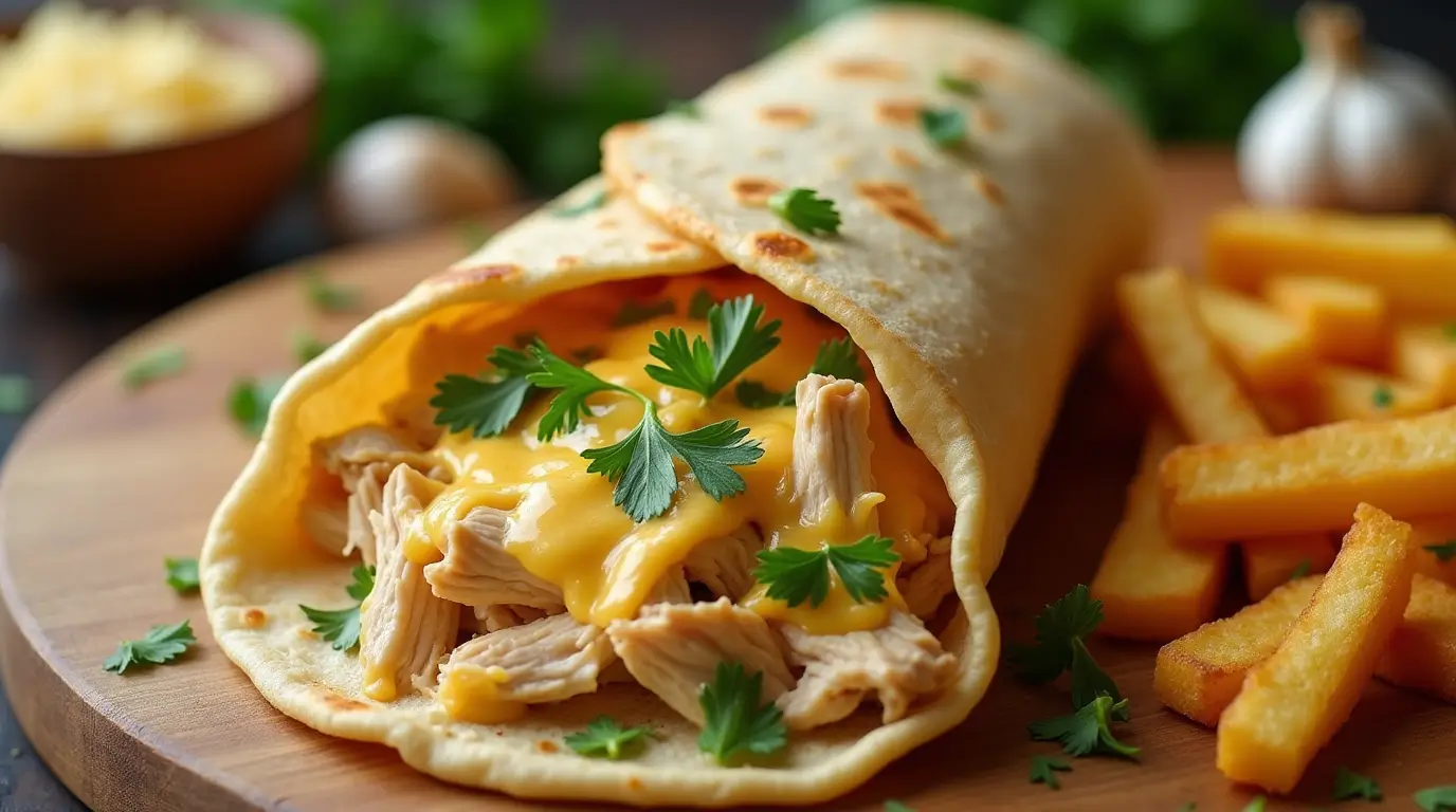 Cheesy Garlic Chicken Wraps Recipe