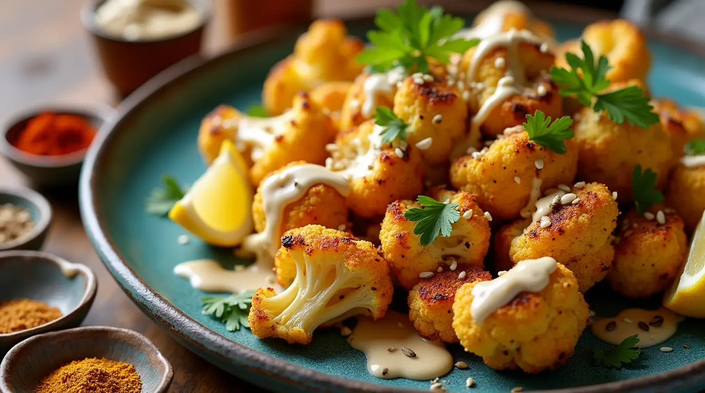 "Moroccan Cauliflower with Tahini-Honey: Easy 5-Ingredient Recipe"